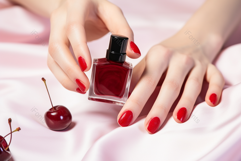 红色车厘子新鲜可口美甲手部,高清,摄影图,摄影图片,图片大全,摄影图免费下载